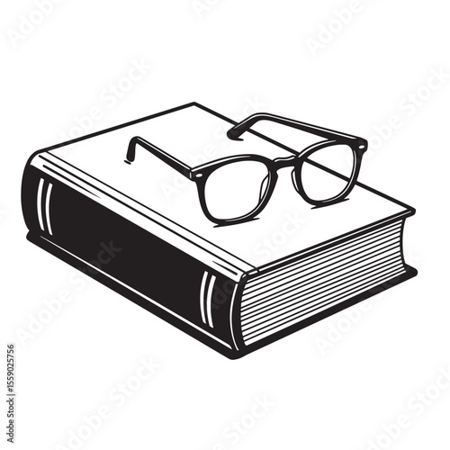 Vector illustration of a book and glasses symbolizing knowledge and learning