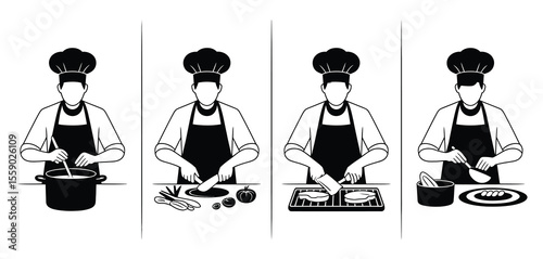 Chef Cooking Steps Illustrated Guide