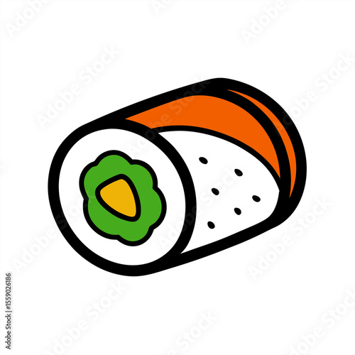 Hand drawn sushi roll design on transparent background for web and graphic design