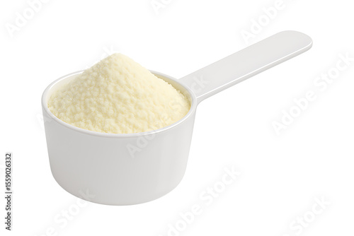 White Scoop Filled with Powdered Milk Isolated on a Transparent Background