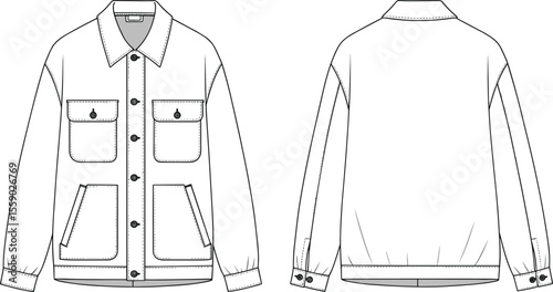 Technical flat sketch of a unisex crewneck sweatshirt with raglan sleeves and ribbed cuffs, ideal for casualwear, activewear design, apparel, and pattern making.