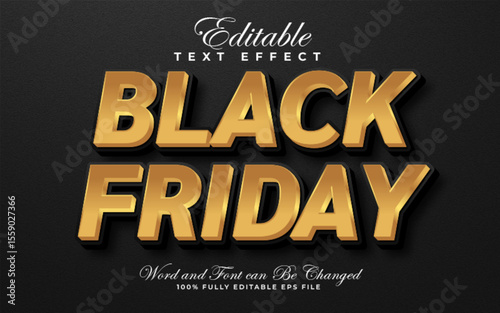Black Friday 3D editable text effect in black and gold style