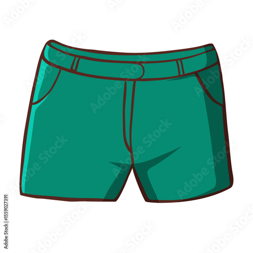 Summer Short Design: Vibrant green shorts, designed for comfort and style, perfect for a warm summer day or active lifestyle, appealing to both adults and youth alike. 