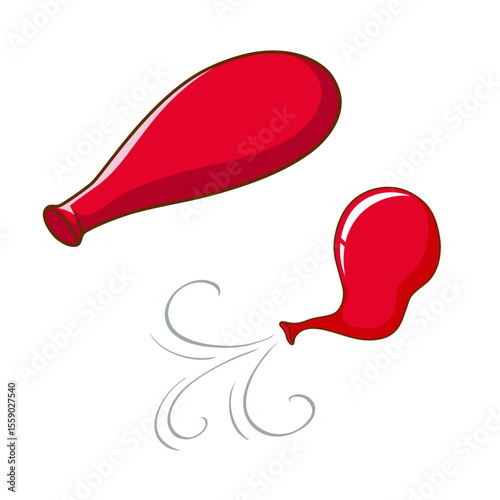 Balloons Burst: Two vibrant red balloons against a clear backdrop. One is floating gently while the other is deflating, a symbol of celebration and the fleeting moments of fun.