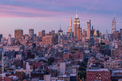 Midtown Manhattan skyline at sunset, New York City, USA