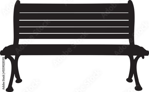Wooden Bench Silhouette Vector Illustration on Transparent Background