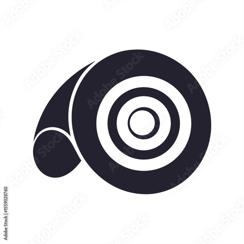 Snail shell icon with spiral pattern on transparent background for web and graphic design