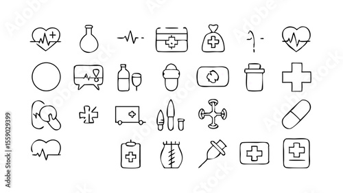 Medical Icons Healthcare, First Aid, and Emergency Symbols