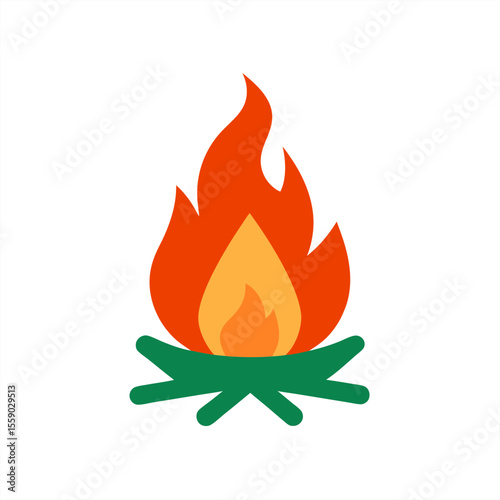 Traditional camping bonfire drawing on transparent background for web and graphic design