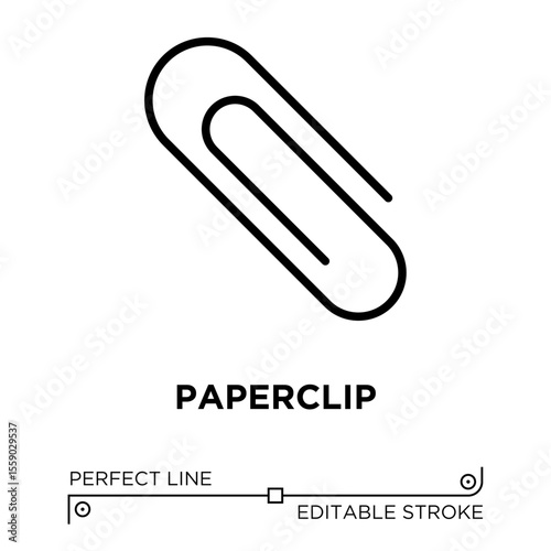 The line icon vector illustrates paperclip. The line icon is isolated on a transparent background and can be edited as needed