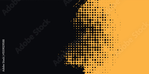 Black and yellow abstract background with brush stroke and halftone style. abstract grunge modern arts