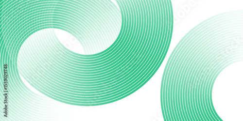 Green white abstract background overlap layer on bright space with circles effect decoration. Modern banner with lines style. Graphic design element stripes concept for flyer, card, or brochure cover