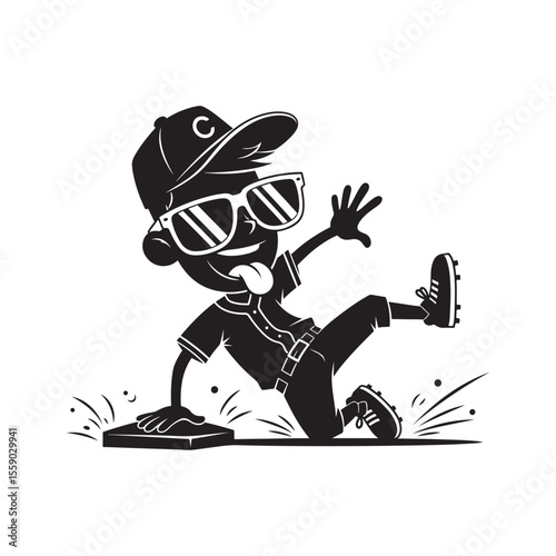 Baseball Player Sliding into Base Silhouette Vector Icon