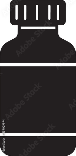 Vaccine Bottle Vector | Flat Black Silhouette Illustration Vector Format
