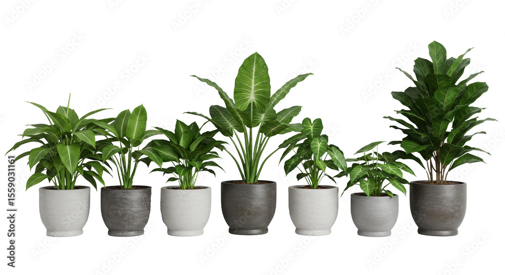 Fototapeta premium Potted Plants Arranged on Shelf Indoor Home Decor