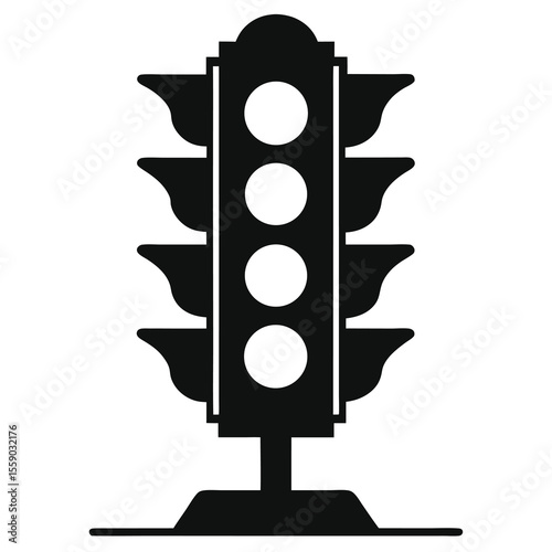 Traffic Light Icon Simple Black Silhouette Illustration of a Multi-Light Traffic Signal for Road Safety and Transportation Design Elements