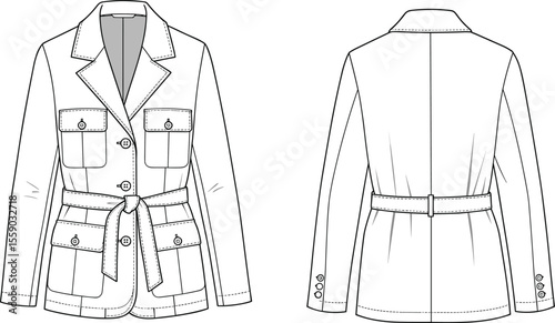 Technical flat sketch of a women's smocked crop top with flutter sleeves and a ruffled neckline, ideal for casual apparel design and pattern making.