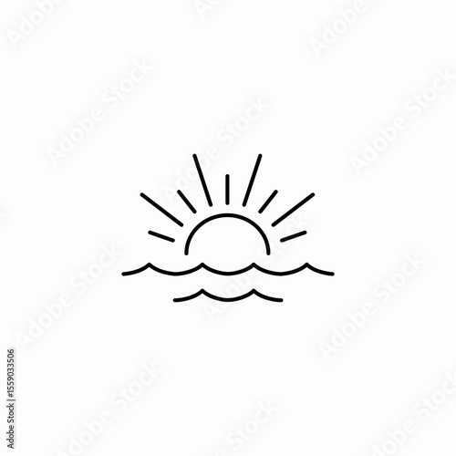 sunset ocean waves icon sign vector