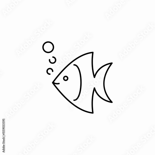 swimming fish bubbles icon sign vector