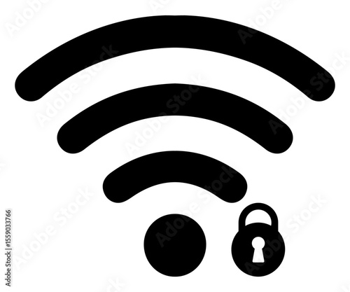 glossy Wi-Fi icon symbolizes wireless internet network connection with circular key lock for designer, marketer, future technologist