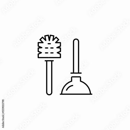 toilet brush plunger icon sign vector