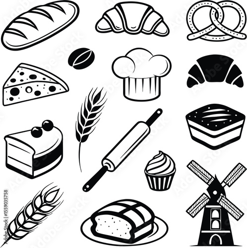 Baked goods and baking tools bread croissant