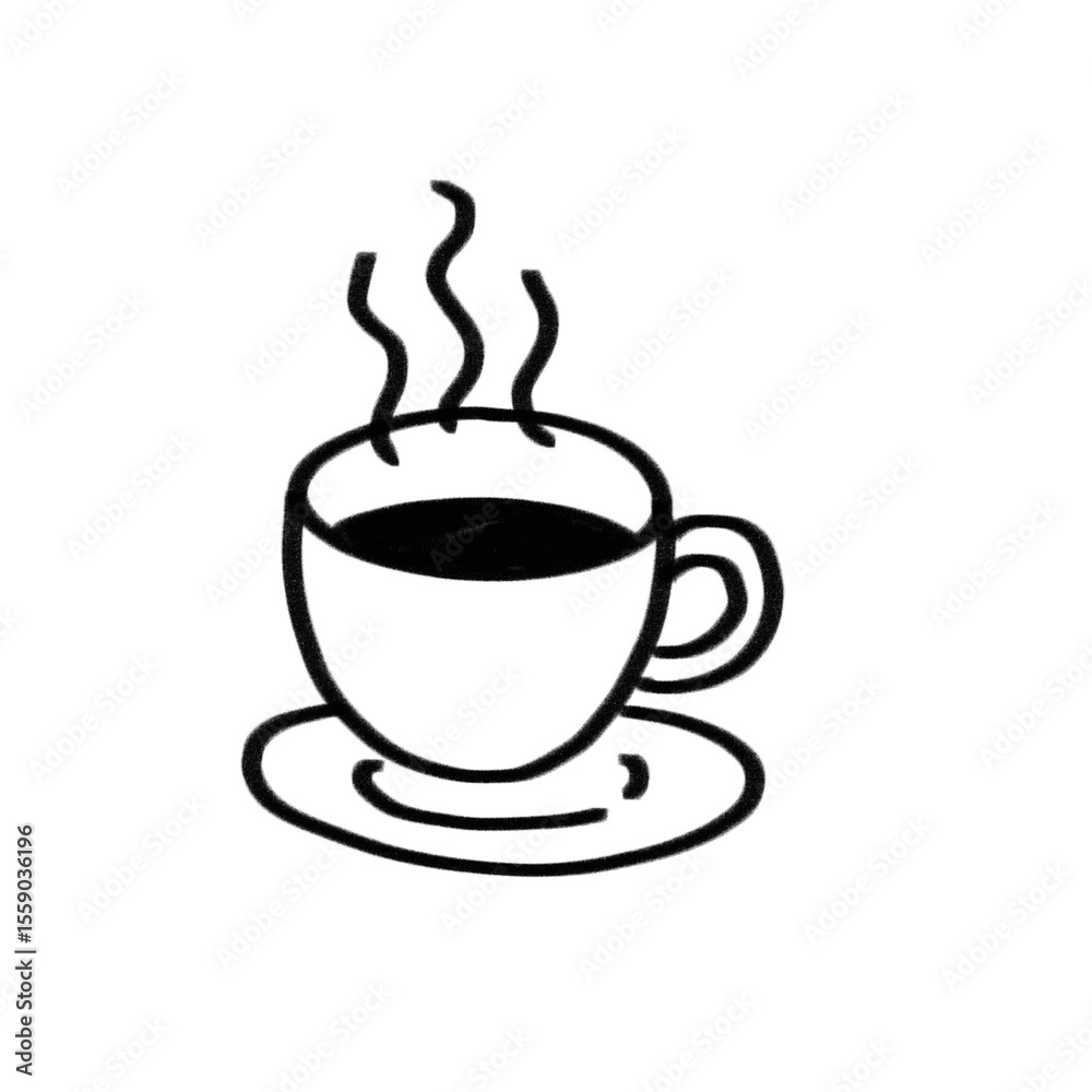 Minimal Line Drawing of a Hot Coffee Cup – Black and White Illustration Minimal Line Drawing of a Hot Coffee Cup – Black and White Illustration