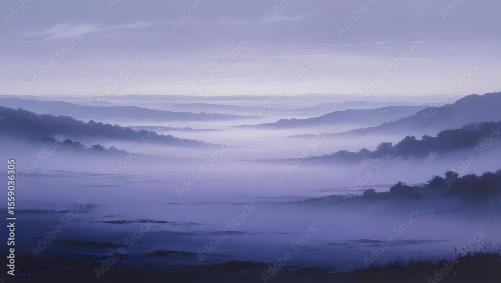 Fototapeta premium Purple Haze Misty Mountain Valley