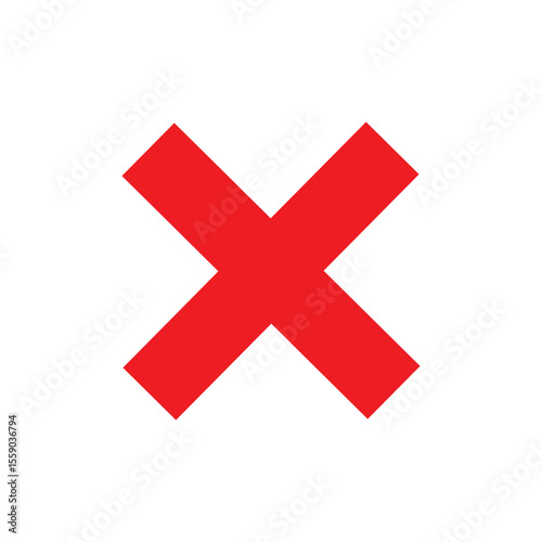 Red x mark silhouette icon vector flat design.