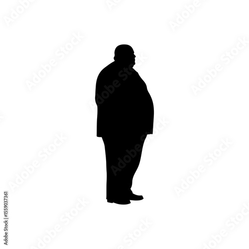 Older fat man silhouette icon vector flat design.