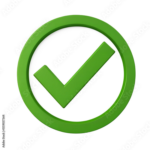 A green check mark inside a green circle isolated on transparent background