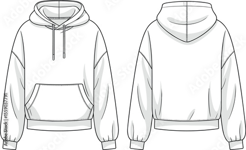 White t shirt vector illustration showing front and back view of blank casual shirt design for fashion and clothing template