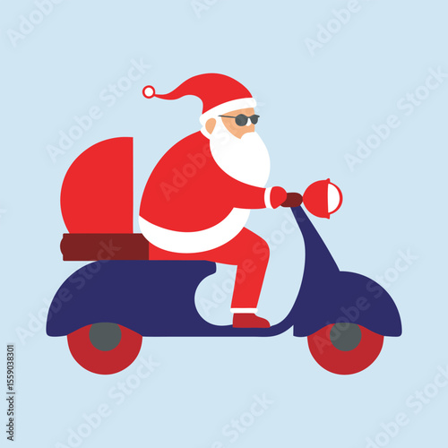 Realistic Santa Claus Riding Holiday Scooter