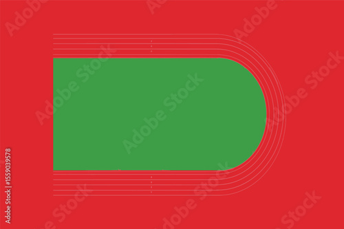 Geometric running track and field design green red lanes