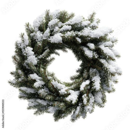 Snow-Covered Christmas Wreath, Festive Winter Decoration, Holiday Season