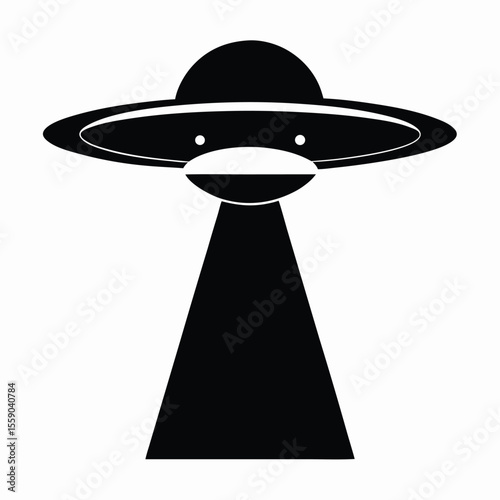 Mysterious Unidentified Flying Object (UFO) Silhouette A Simple, Bold Vector Illustration of an Alien Spaceship