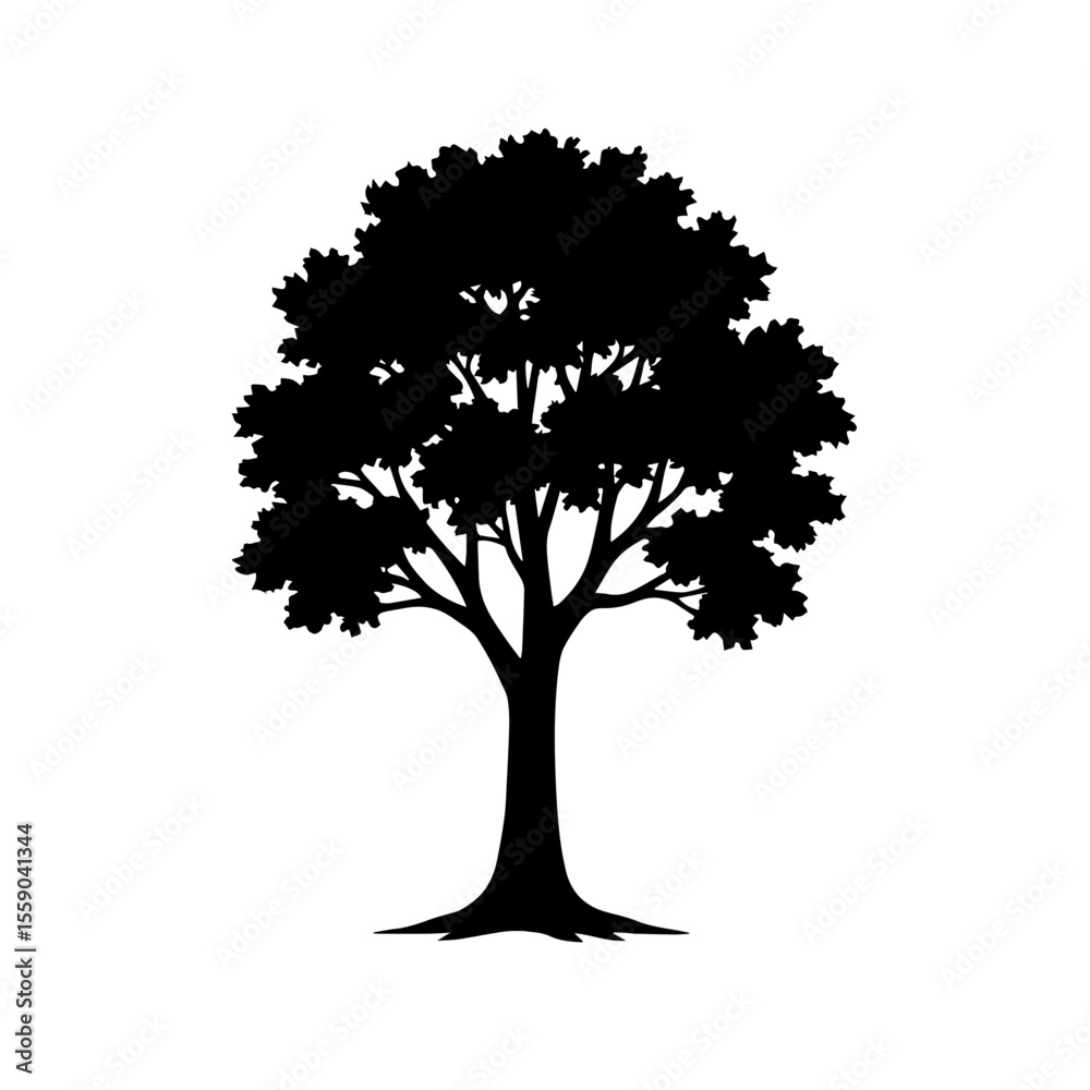 Fototapeta premium Tree Silhouette – Deciduous Tree Vector Illustration for Nature and Landscape Designs