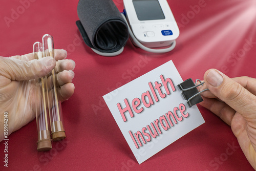 Health insurance. Text on a red background