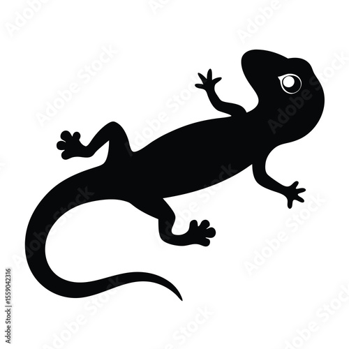 Black and White Silhouette of a Gecko Lizard A Simple Vector Illustration