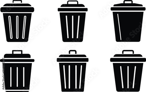 Vector trash bin icon with a clean, isolated symbol for waste and recycling