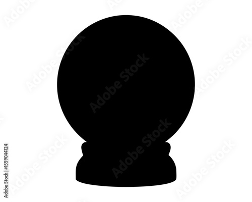 Mystical Crystal Ball Silhouette on White Background, a Symbol of Prediction