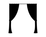 Silhouette of symmetrical curtains on a rod, creating a theatrical effect or doorway