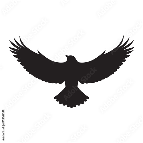 Eagle Logo Silhouette – Vector Illustration of Predatory Hawk Bird Isolated on White