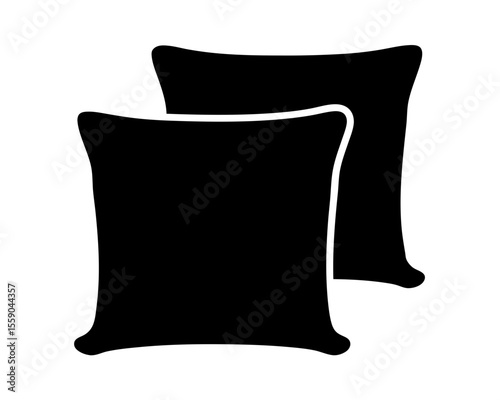Two black square pillows slightly offset creating a cozy, minimalist composition