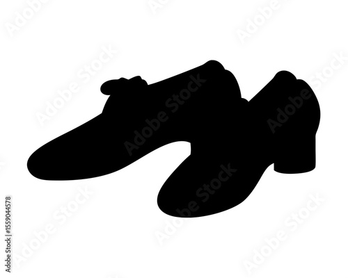 Silhouette of two elegant high heeled women's shoes isolated on white