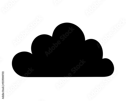 Isolated black cloud silhouette on a white background in a graphic style
