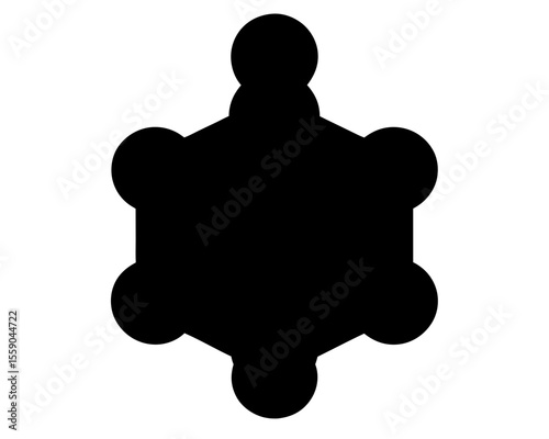 A black silhouette of the Metatron's Cube geometric symbol on white