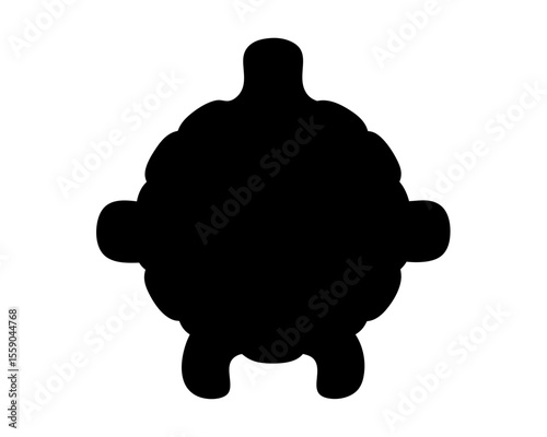 Mysterious black silhouette of a rounded creature with small limbs standing up