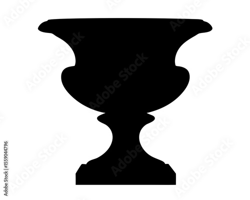 Black silhouette of a traditional urn or flowerpot against a white background