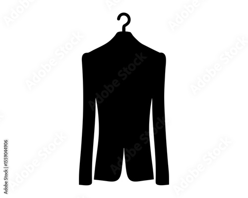 Elegant black suit jacket silhouette suspended gracefully on a coat hanger